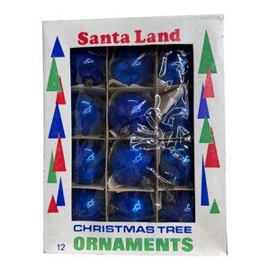 Blue Molecule Christmas Tree Ornament Set 12 Vintage Blue Shiny Brite Santa Land